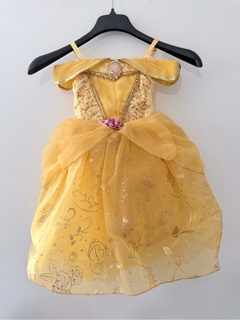 Disney Belle Princess Costume Dress Girls Size 3 Yellow Gold Beauty Beast